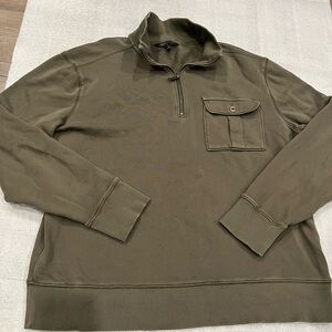 [L/PTP24”]Banana Republic Olive Green Sweatshirt Chest Pocket 1/4 Zip Pullover